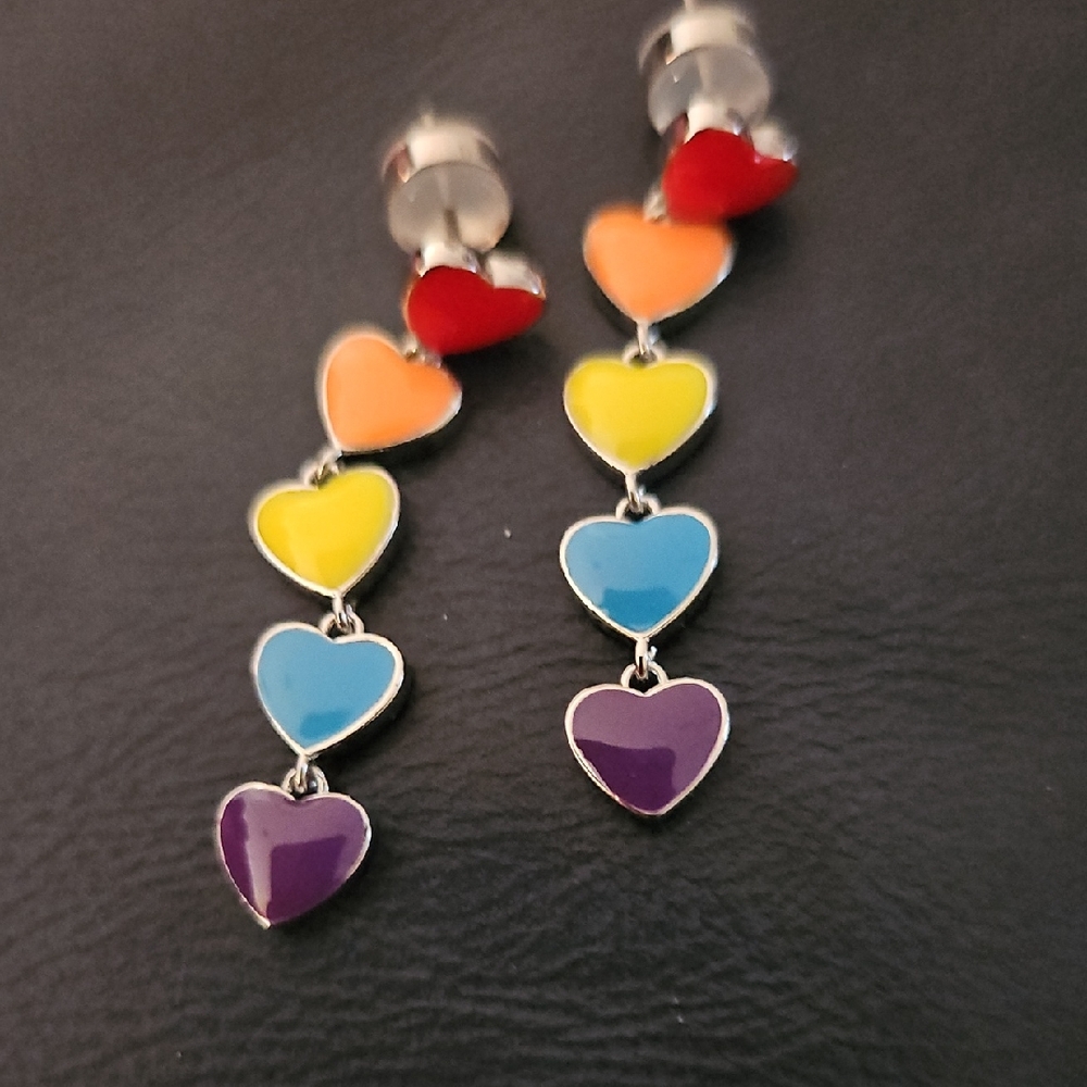 Colorful Heart Drop Earrings